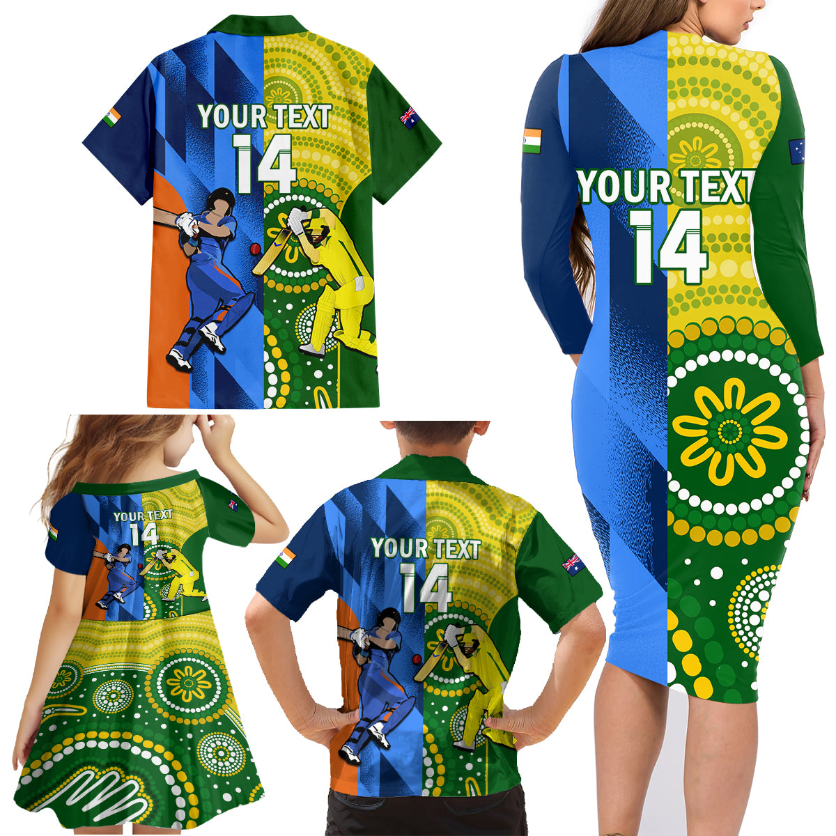 custom-australia-and-india-cricket-family-matching-long-sleeve-bodycon-dress-and-hawaiian-shirt-2023-world-cup-final-together