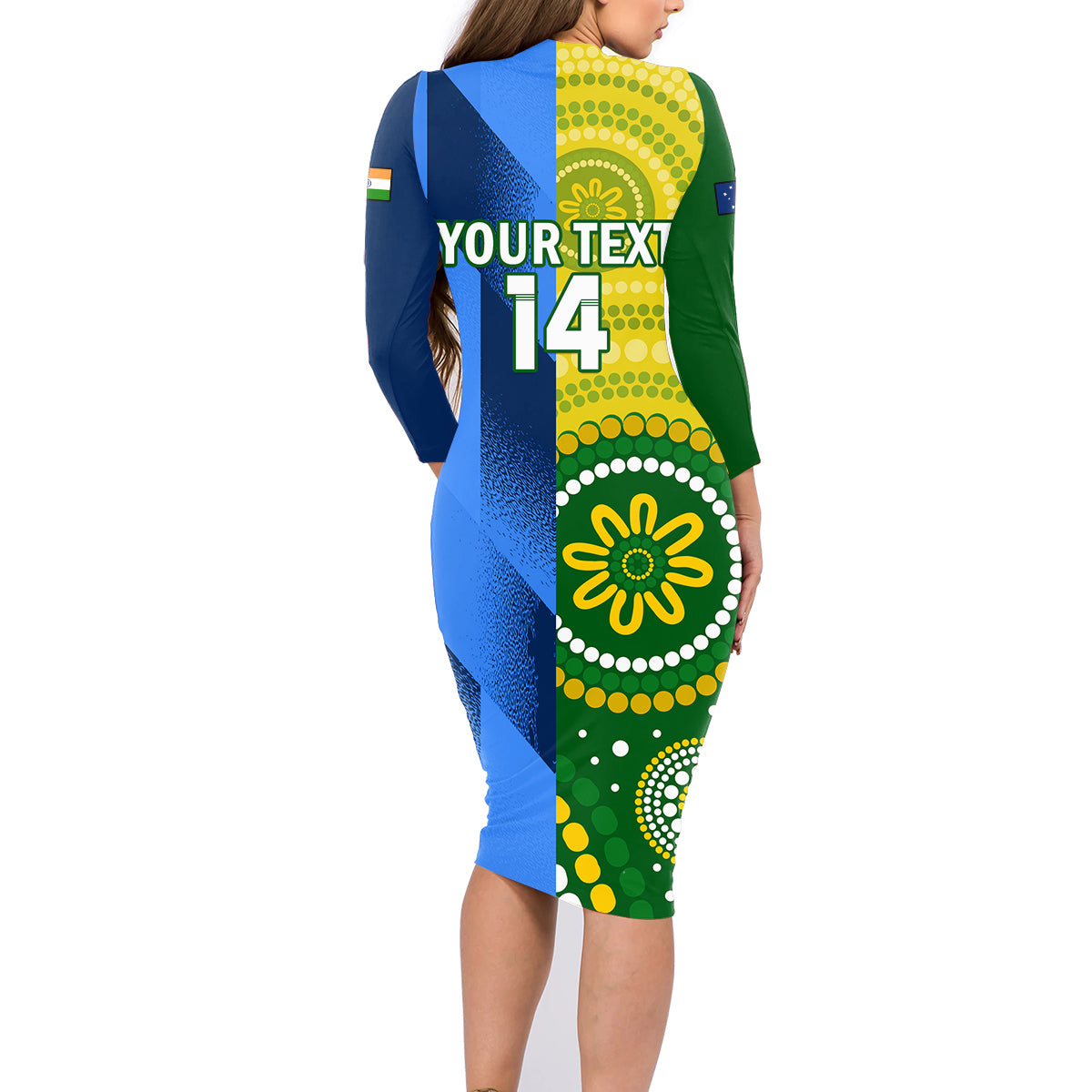 custom-australia-and-india-cricket-family-matching-long-sleeve-bodycon-dress-and-hawaiian-shirt-2023-world-cup-final-together