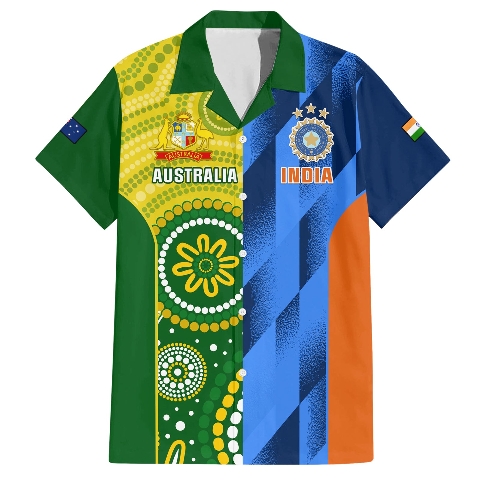 Custom Australia And India Cricket Hawaiian Shirt 2023 World Cup Final Together - Vibe Hoodie Shop