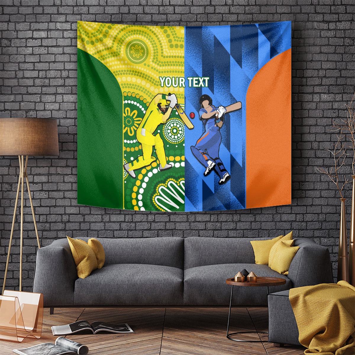 Custom Australia And India Cricket Tapestry 2023 World Cup Final Together - Vibe Hoodie Shop