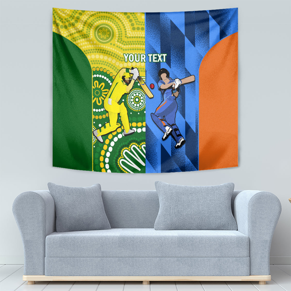 Custom Australia And India Cricket Tapestry 2023 World Cup Final Together - Vibe Hoodie Shop