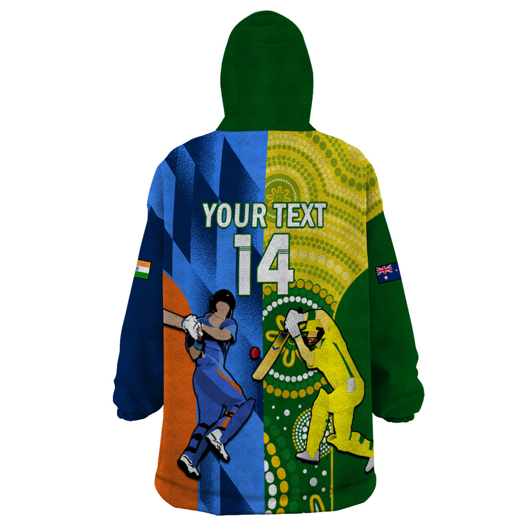 Custom Australia And India Cricket Wearable Blanket Hoodie 2023 World Cup Final Together - Vibe Hoodie Shop