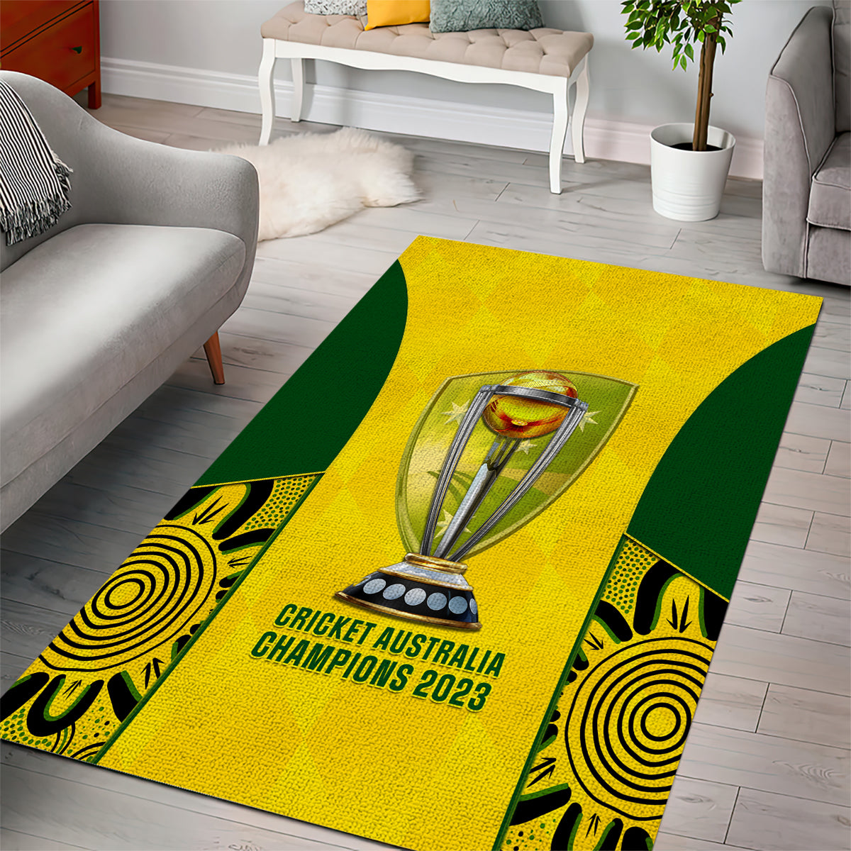 Australia Cricket Area Rug World Cup Go Champions 2023 Indigenous - Vibe Hoodie Shop