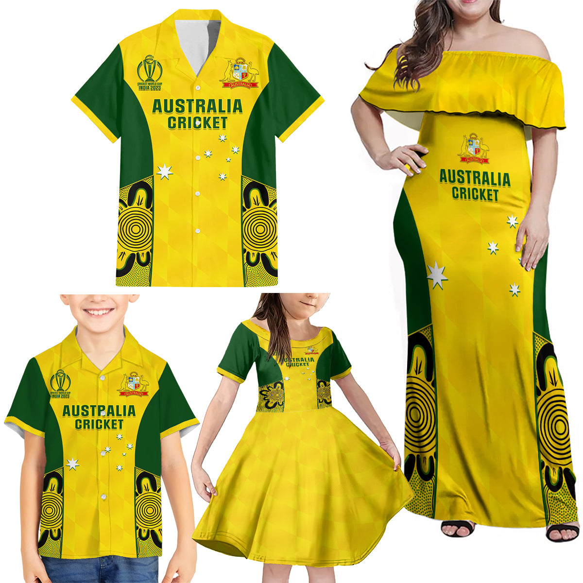 australia-cricket-family-matching-off-shoulder-maxi-dress-and-hawaiian-shirt-world-cup-go-champions-2023-indigenous