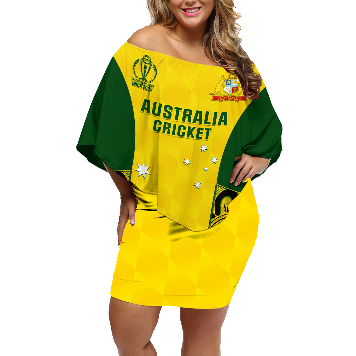 australia-cricket-family-matching-off-shoulder-short-dress-and-hawaiian-shirt-world-cup-go-champions-2023-indigenous