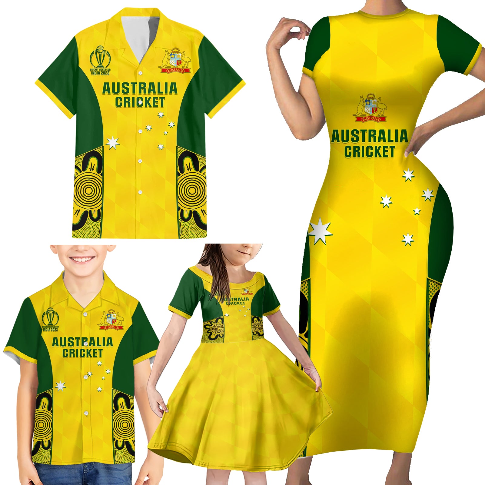 australia-cricket-family-matching-short-sleeve-bodycon-dress-and-hawaiian-shirt-world-cup-go-champions-2023-indigenous