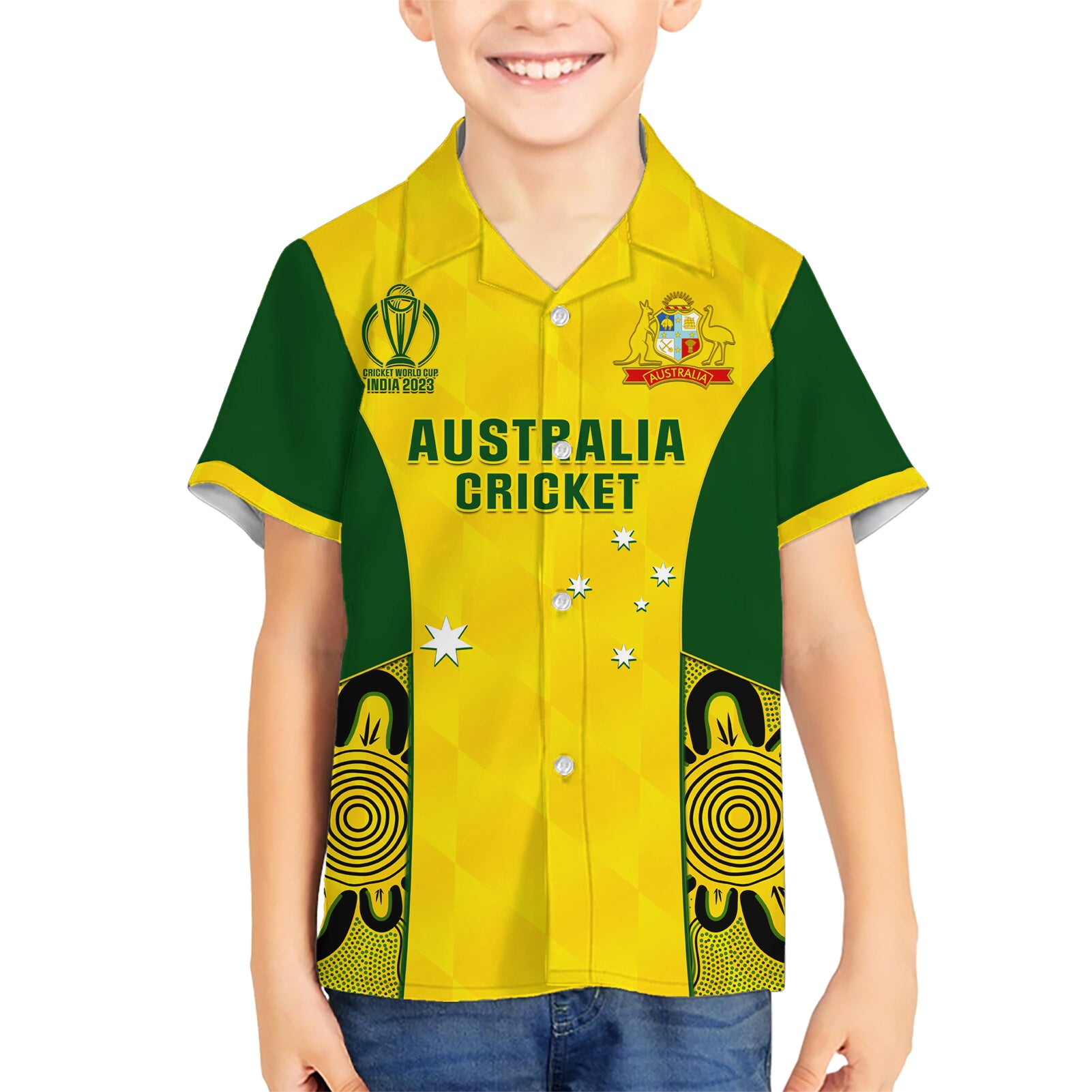 australia-cricket-family-matching-short-sleeve-bodycon-dress-and-hawaiian-shirt-world-cup-go-champions-2023-indigenous