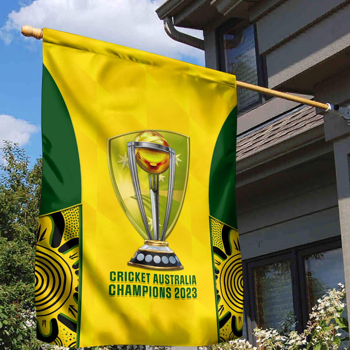 Australia Cricket Garden Flag World Cup Go Champions 2023 Indigenous - Vibe Hoodie Shop