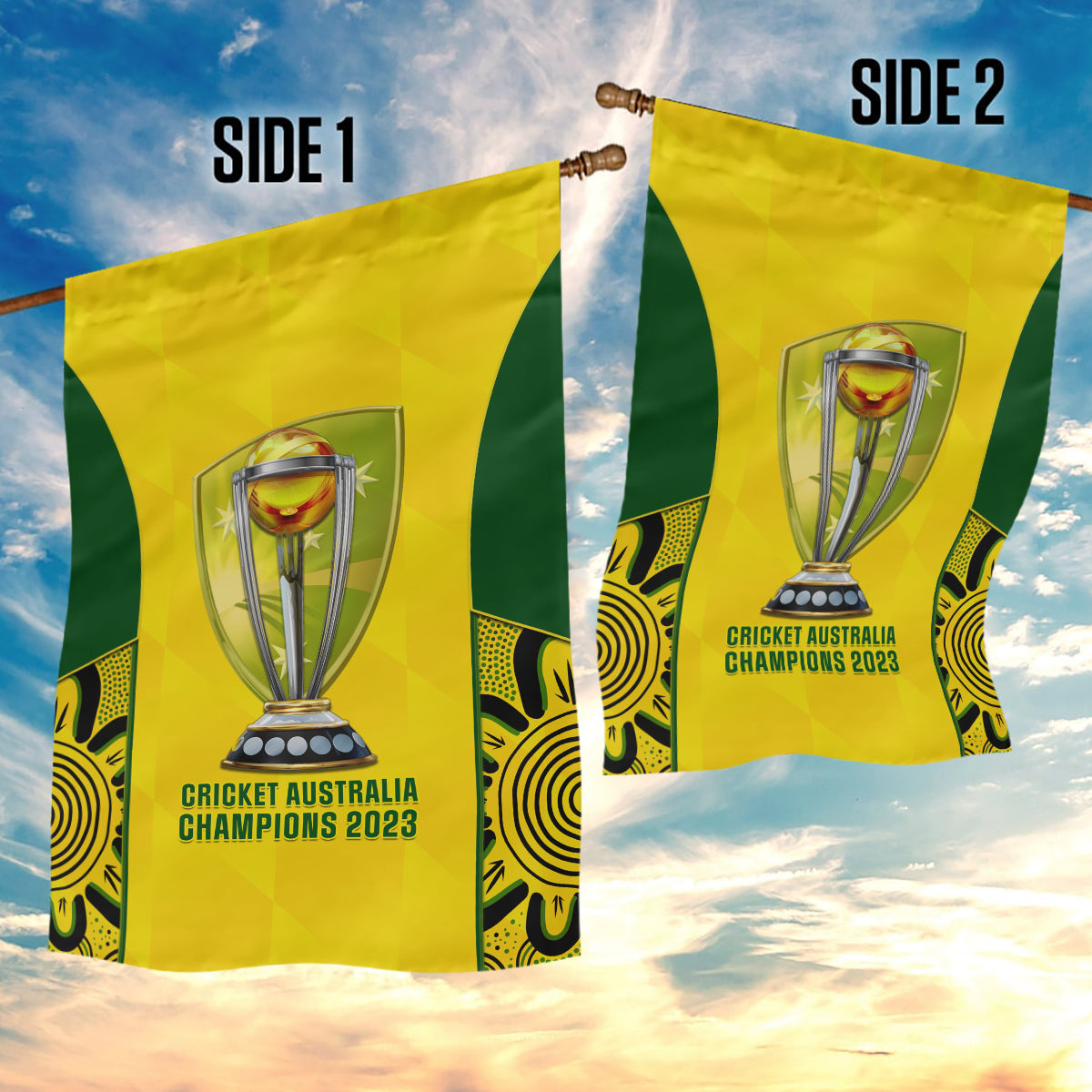 Australia Cricket Garden Flag World Cup Go Champions 2023 Indigenous - Vibe Hoodie Shop