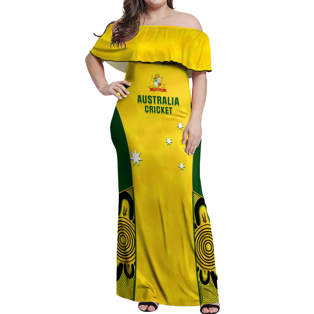 australia-cricket-off-shoulder-maxi-dress-world-cup-go-champions-2023-indigenous