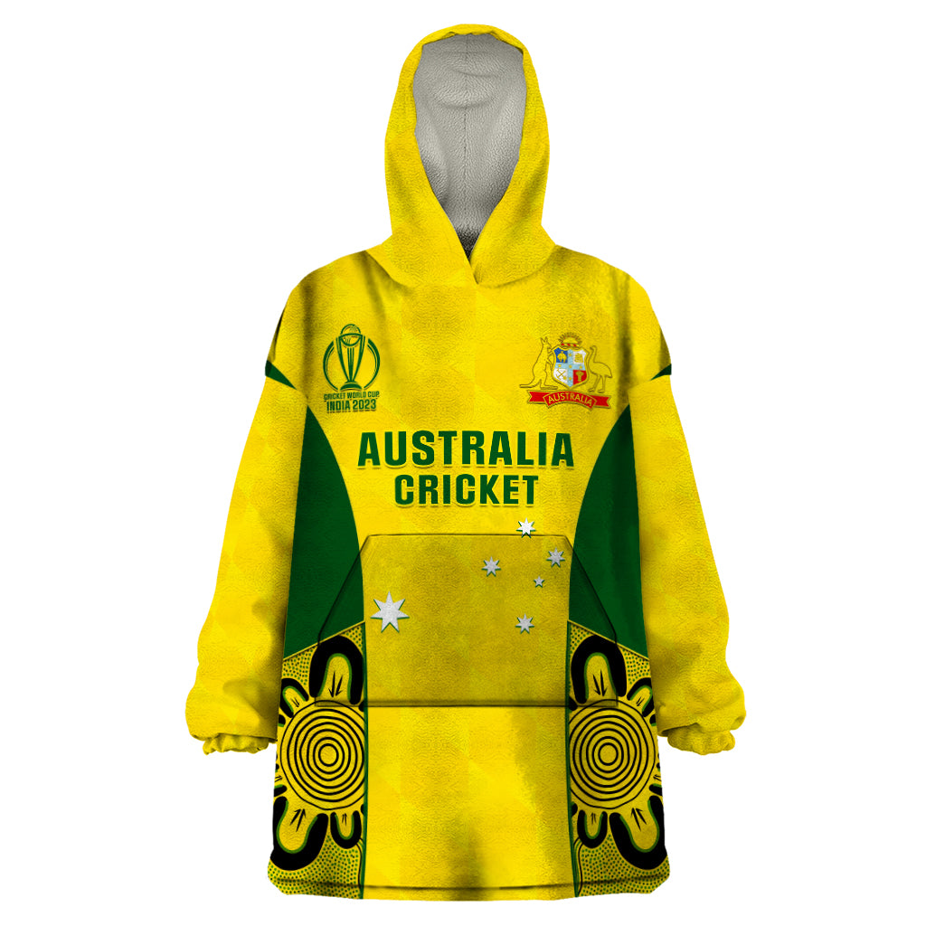 Australia Cricket Wearable Blanket Hoodie World Cup Go Champions 2023 Indigenous - Vibe Hoodie Shop