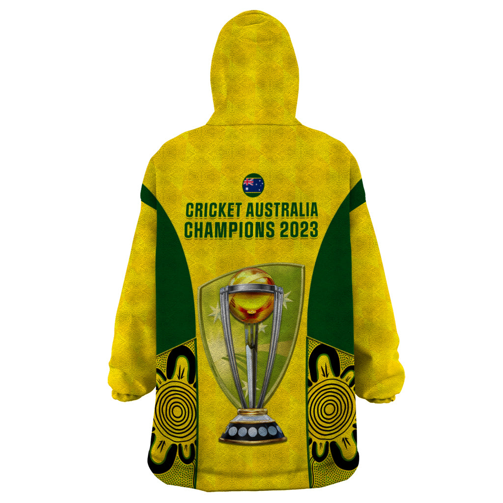 Australia Cricket Wearable Blanket Hoodie World Cup Go Champions 2023 Indigenous - Vibe Hoodie Shop