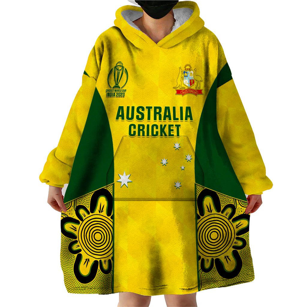 Australia Cricket Wearable Blanket Hoodie World Cup Go Champions 2023 Indigenous - Vibe Hoodie Shop