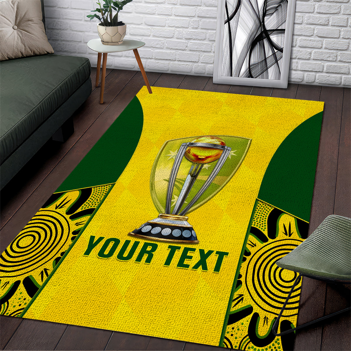 Custom Australia Cricket Area Rug World Cup Go Champions 2023 Indigenous - Vibe Hoodie Shop