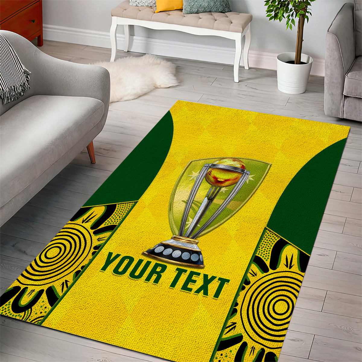 Custom Australia Cricket Area Rug World Cup Go Champions 2023 Indigenous - Vibe Hoodie Shop