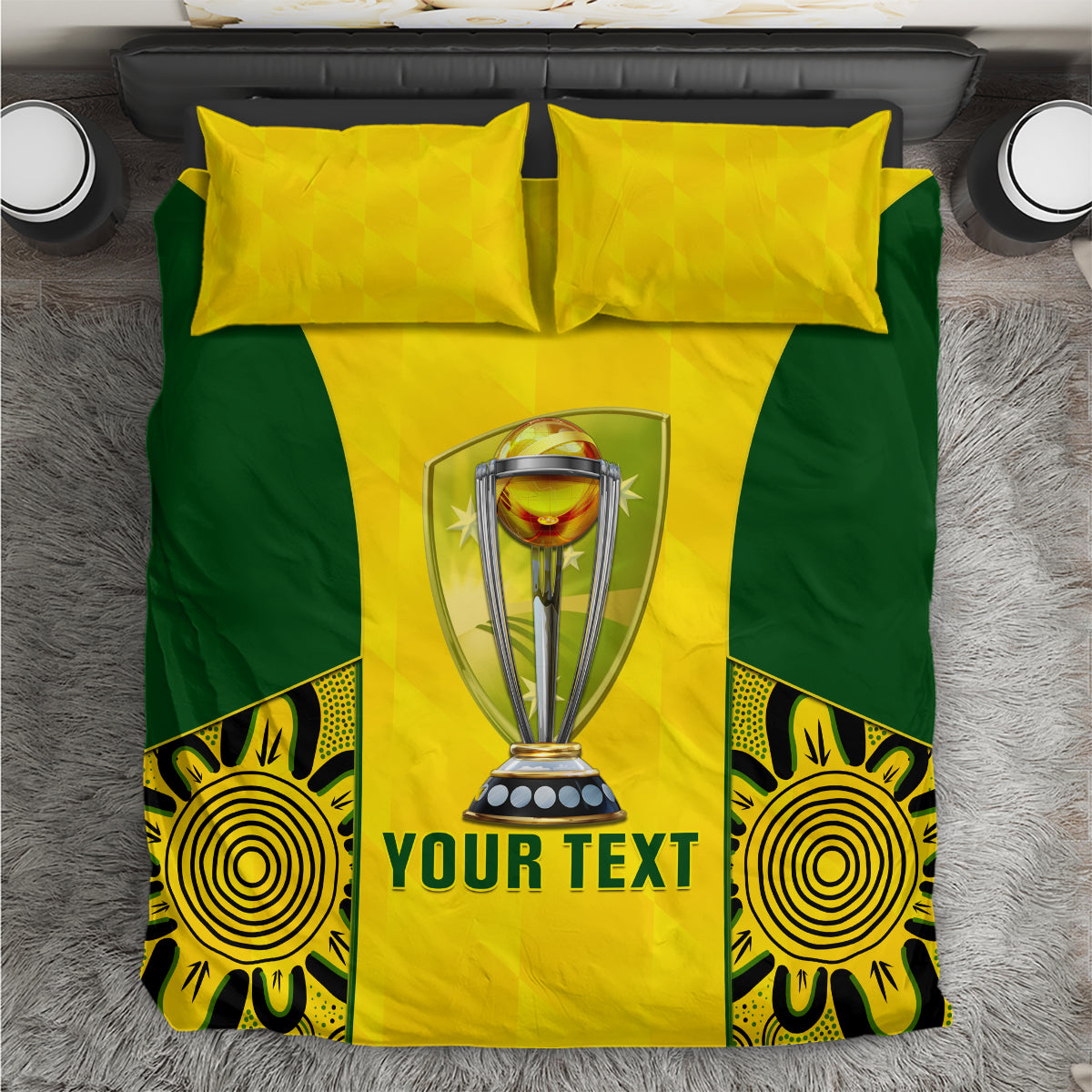 Custom Australia Cricket Bedding Set World Cup Go Champions 2023 Indigenous - Vibe Hoodie Shop