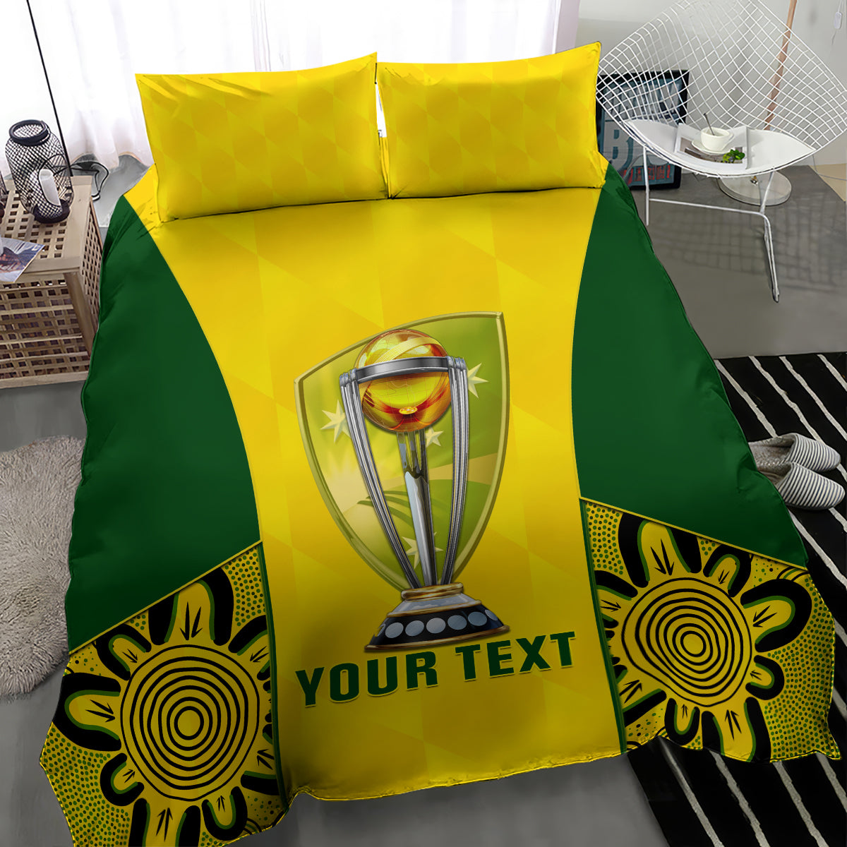 Custom Australia Cricket Bedding Set World Cup Go Champions 2023 Indigenous - Vibe Hoodie Shop