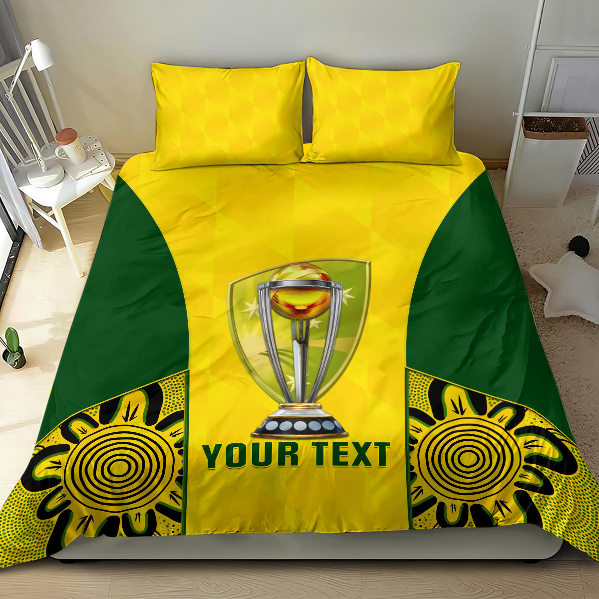 Custom Australia Cricket Bedding Set World Cup Go Champions 2023 Indigenous - Vibe Hoodie Shop