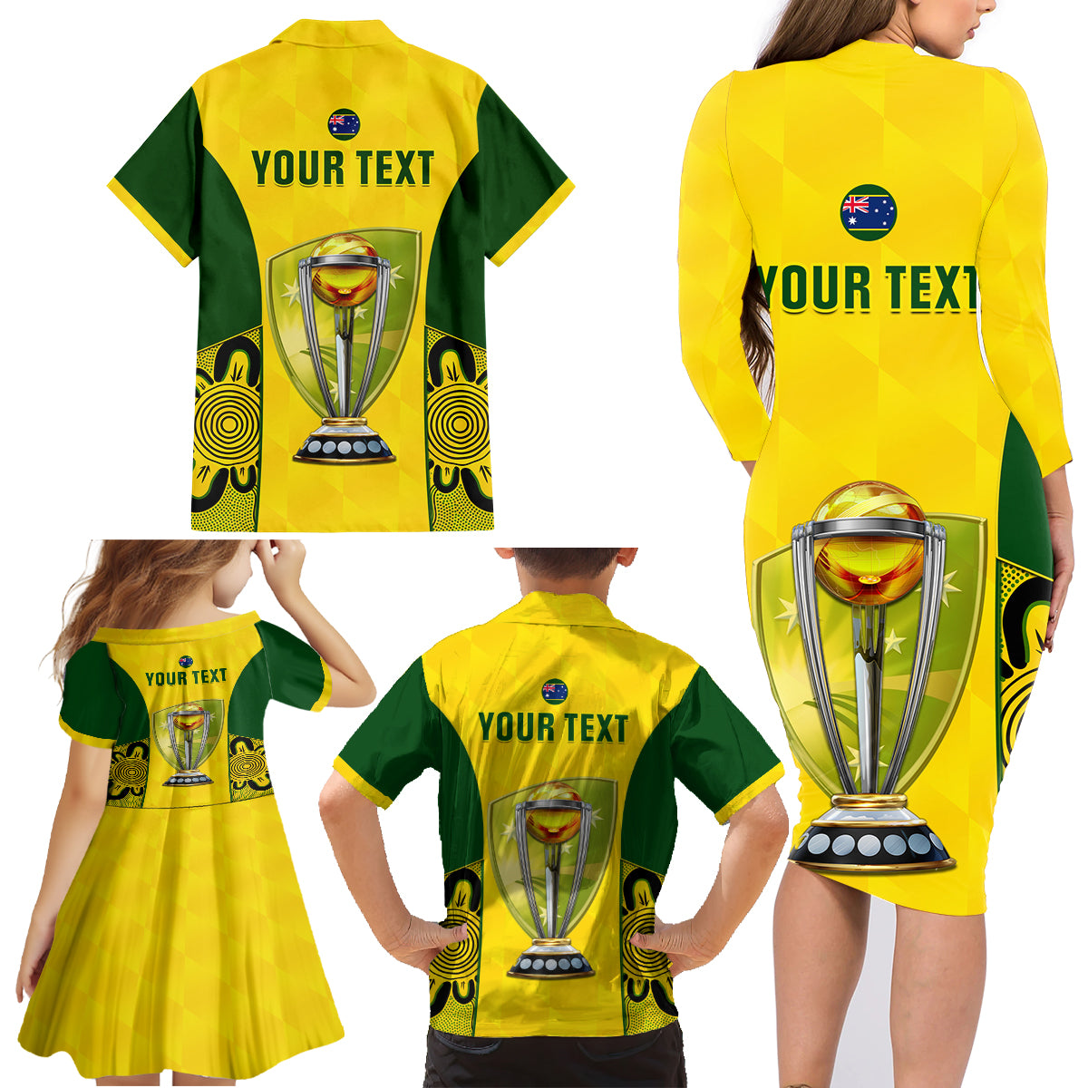 custom-australia-cricket-family-matching-long-sleeve-bodycon-dress-and-hawaiian-shirt-world-cup-go-champions-2023-indigenous