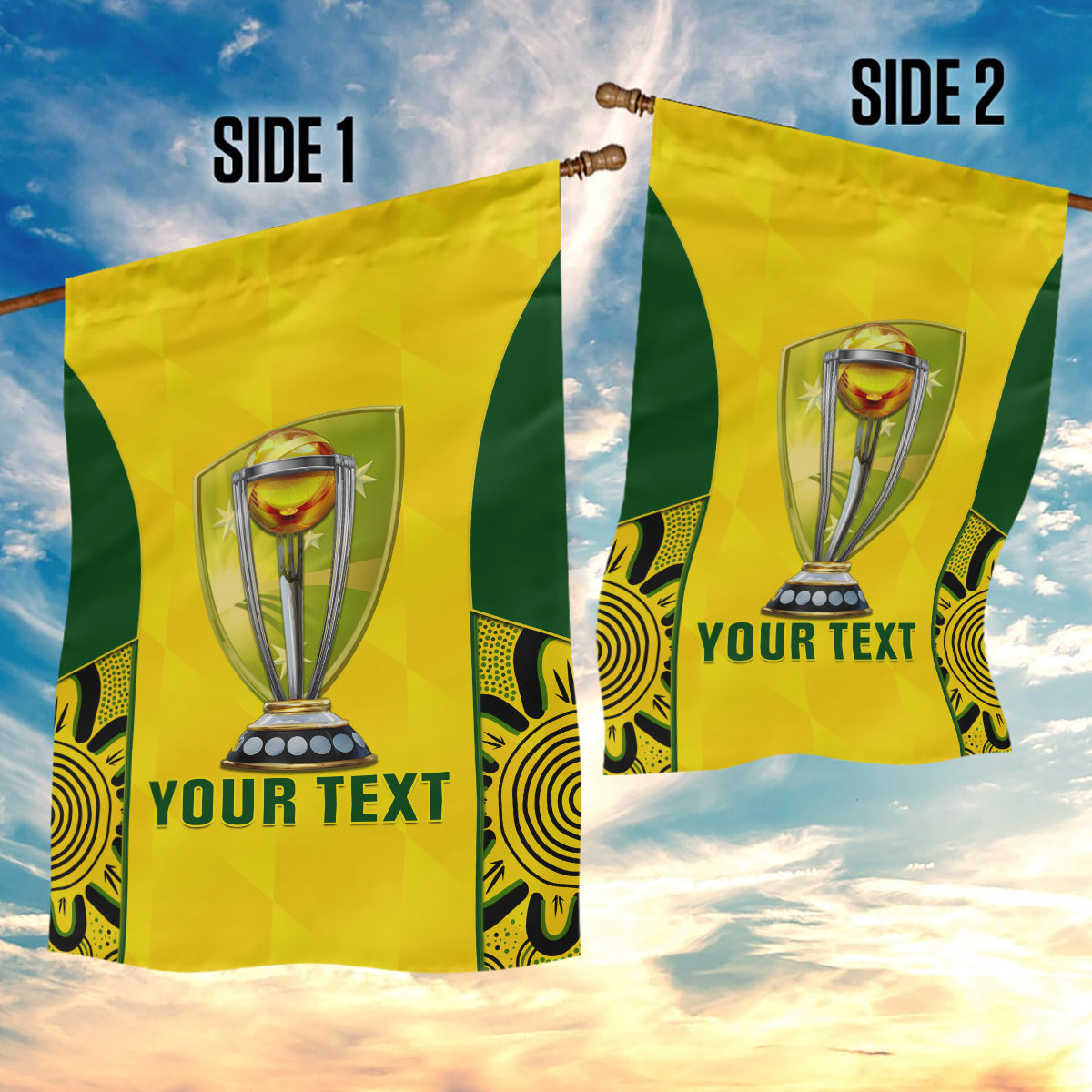 Custom Australia Cricket Garden Flag World Cup Go Champions 2023 Indigenous - Vibe Hoodie Shop