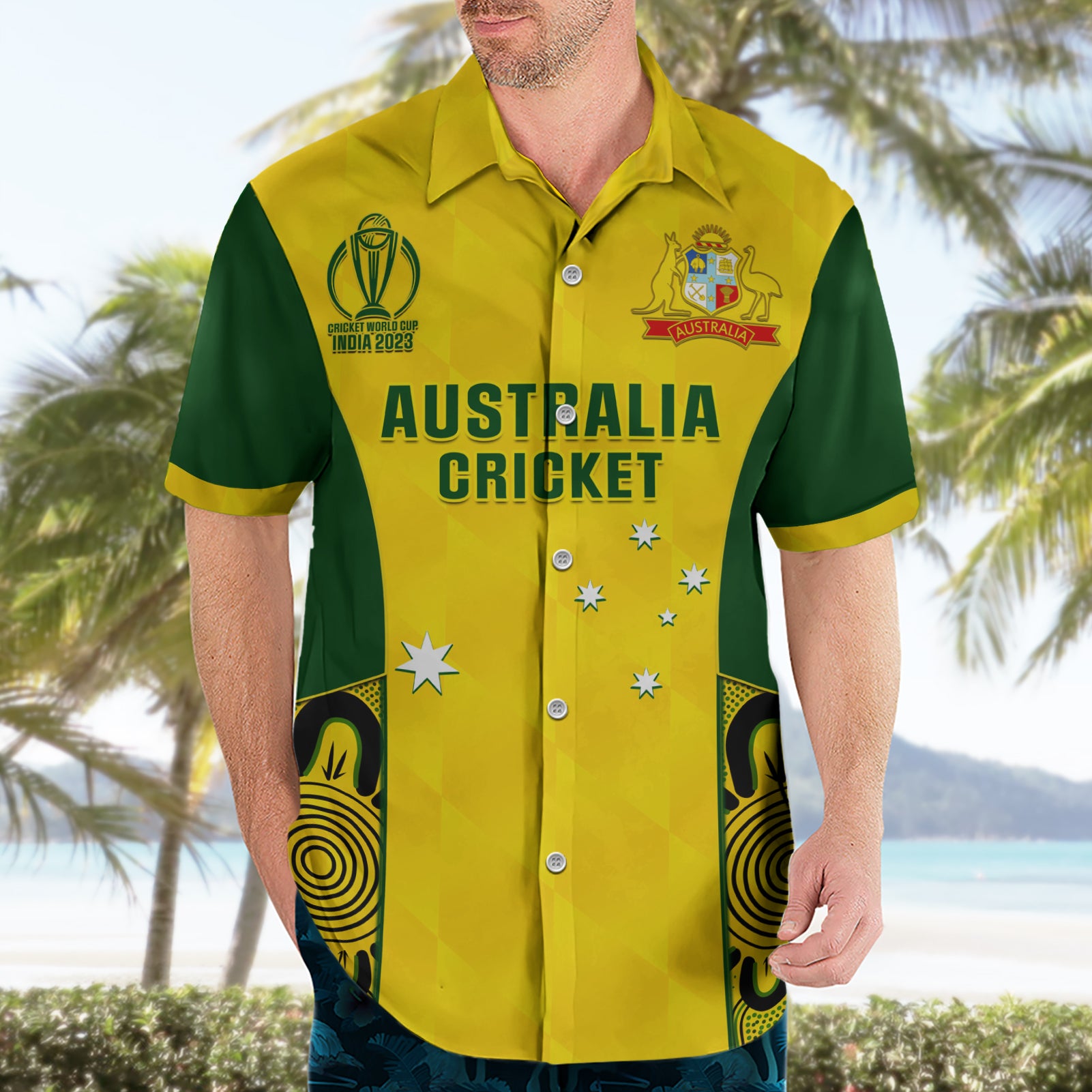 Custom Australia Cricket Hawaiian Shirt World Cup Go Champions 2023 Indigenous - Vibe Hoodie Shop