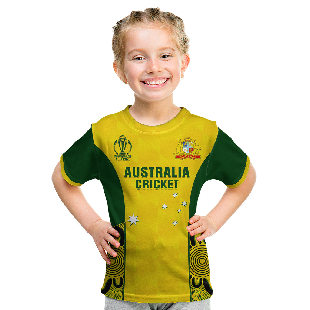 Custom Australia Cricket Kid T Shirt World Cup Go Champions 2023 Indigenous - Vibe Hoodie Shop