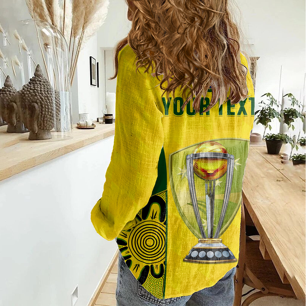 Custom Australia Cricket Women Casual Shirt World Cup Go Champions 2023 Indigenous - Vibe Hoodie Shop
