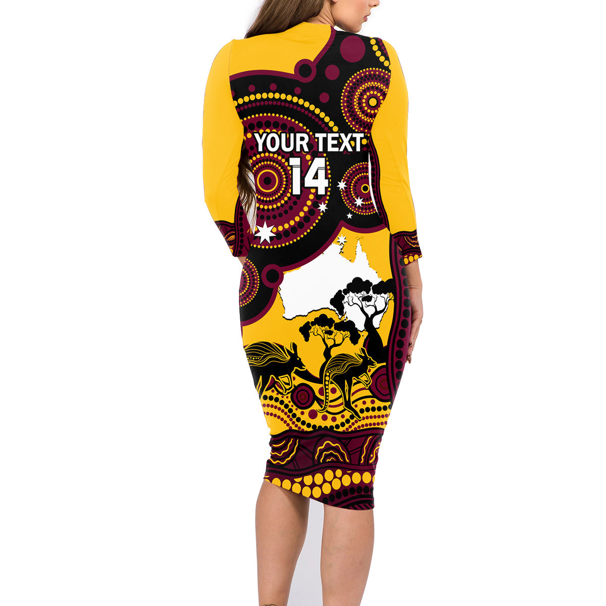 Custom Australia Day Brisbane Broncos Family Matching Long Sleeve Bodycon Dress and Hawaiian Shirt NRL 2024 Australian Map Proud