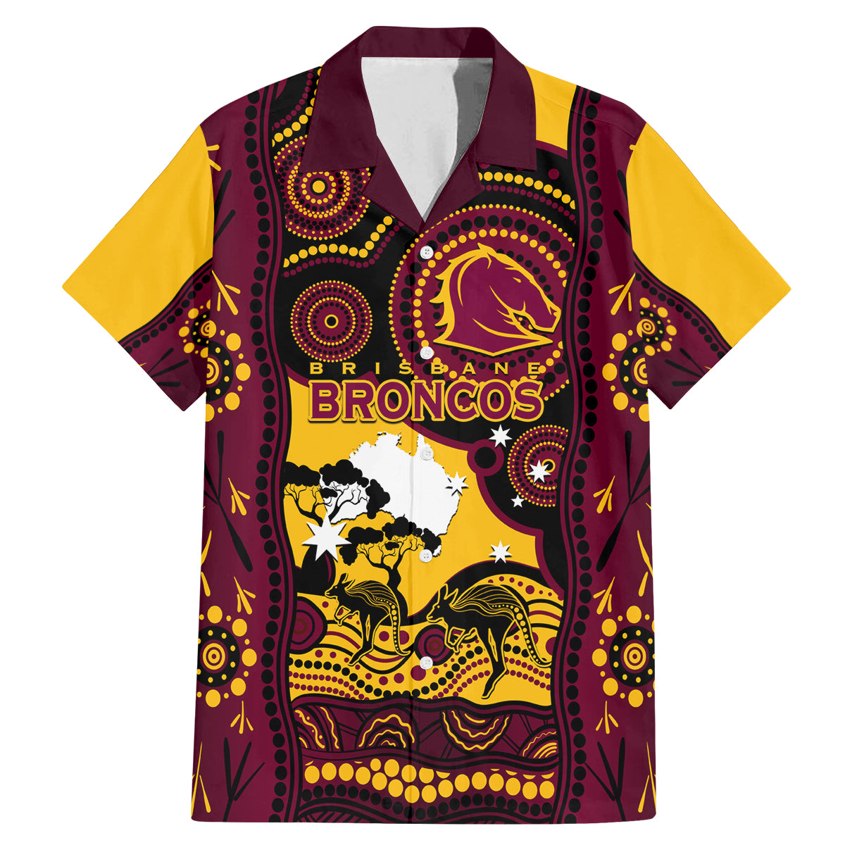 Custom Australia Day Brisbane Broncos Family Matching Mermaid Dress and Hawaiian Shirt NRL 2024 Australian Map Proud