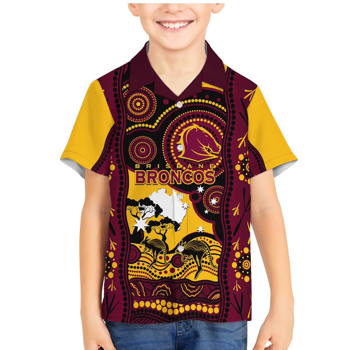 Custom Australia Day Brisbane Broncos Family Matching Mermaid Dress and Hawaiian Shirt NRL 2024 Australian Map Proud