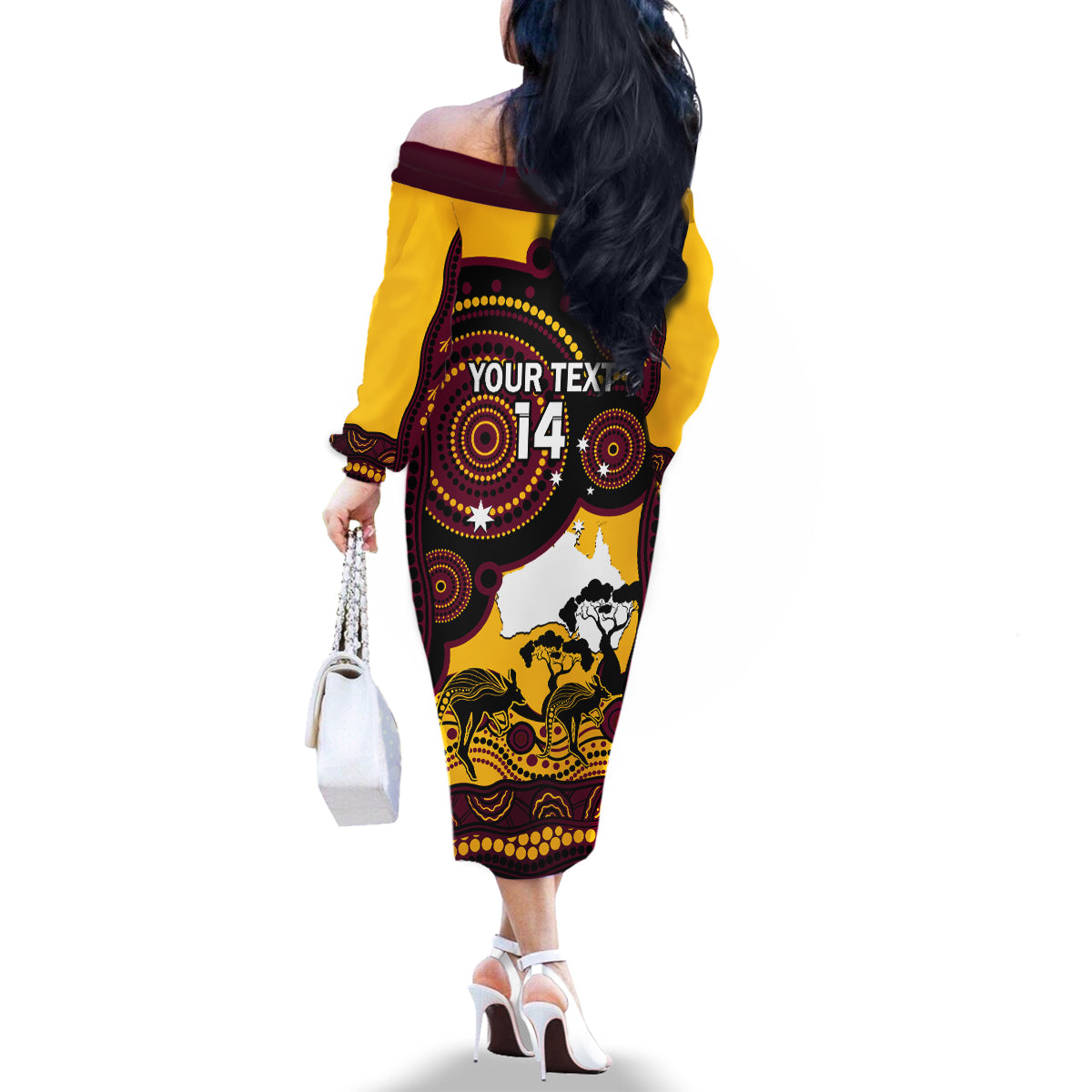 Custom Australia Day Brisbane Broncos Family Matching Off Shoulder Long Sleeve Dress and Hawaiian Shirt NRL 2024 Australian Map Proud