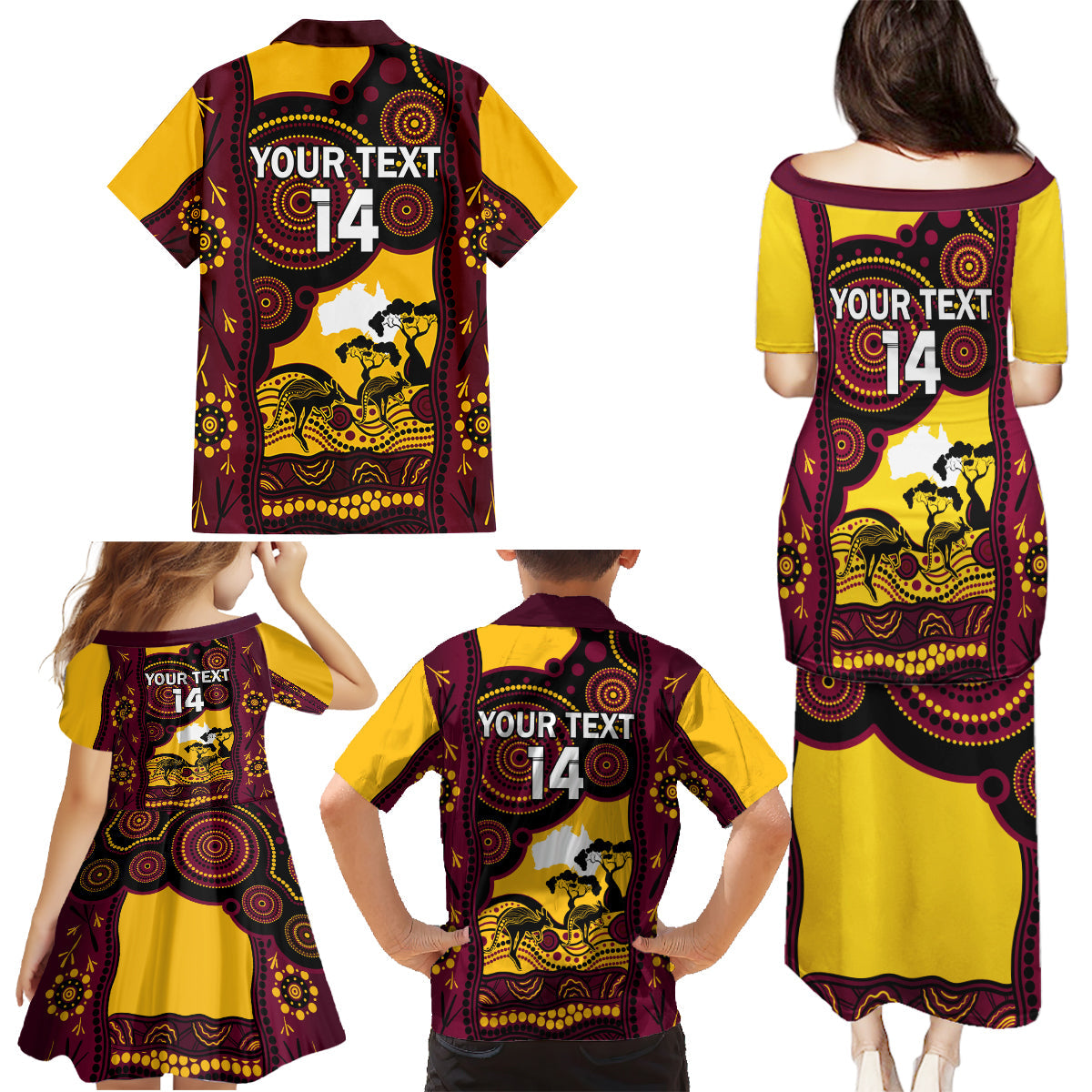 Custom Australia Day Brisbane Broncos Family Matching Puletasi and Hawaiian Shirt NRL 2024 Australian Map Proud