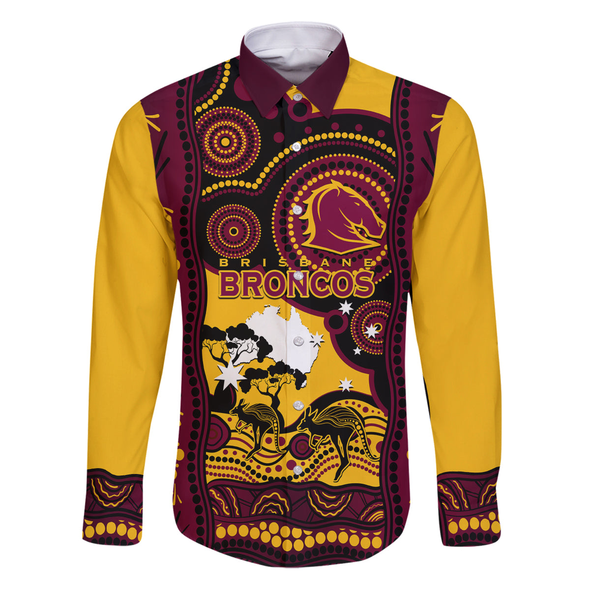 Custom Australia Day Brisbane Broncos Family Matching Puletasi and Hawaiian Shirt NRL 2024 Australian Map Proud