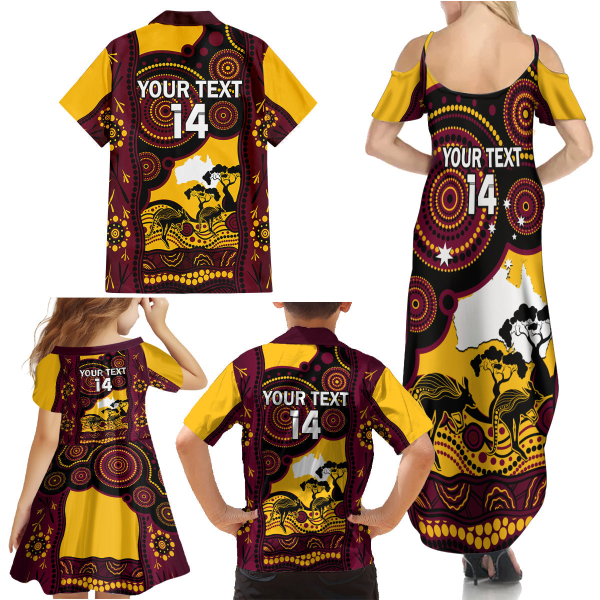 Custom Australia Day Brisbane Broncos Family Matching Summer Maxi Dress and Hawaiian Shirt NRL 2024 Australian Map Proud