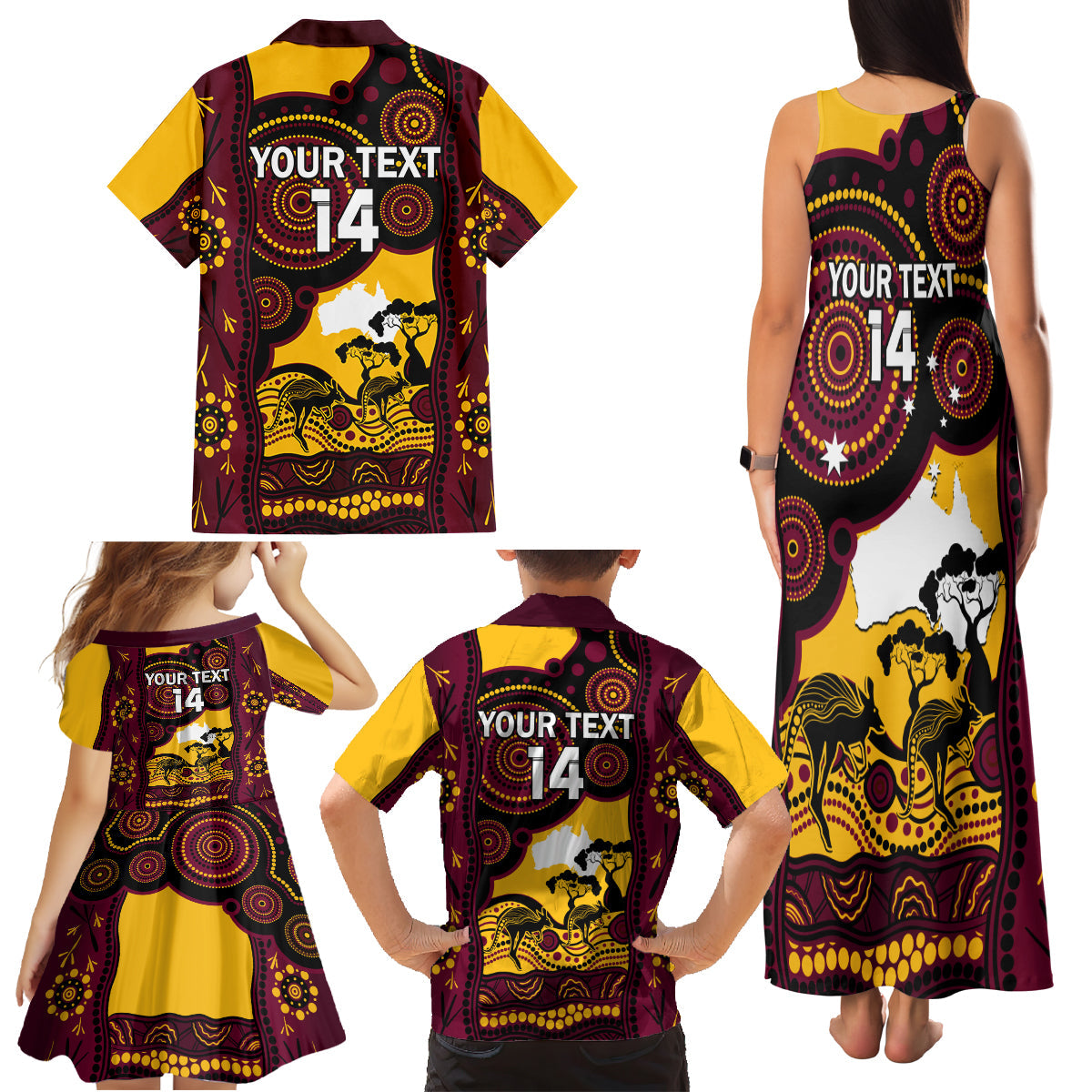 Custom Australia Day Brisbane Broncos Family Matching Tank Maxi Dress and Hawaiian Shirt NRL 2024 Australian Map Proud