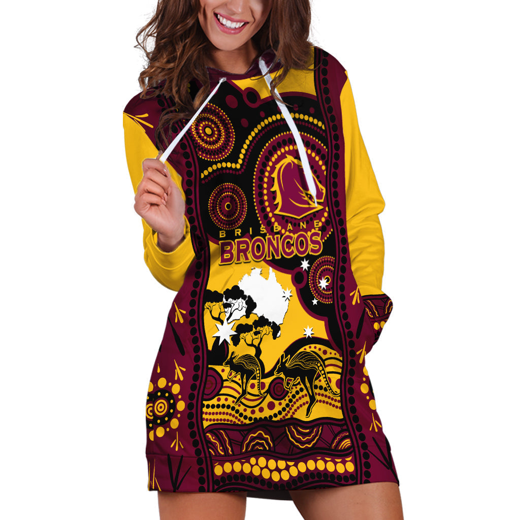 Custom Australia Day Brisbane Broncos Hoodie Dress NRL 2024 Australian Map Proud