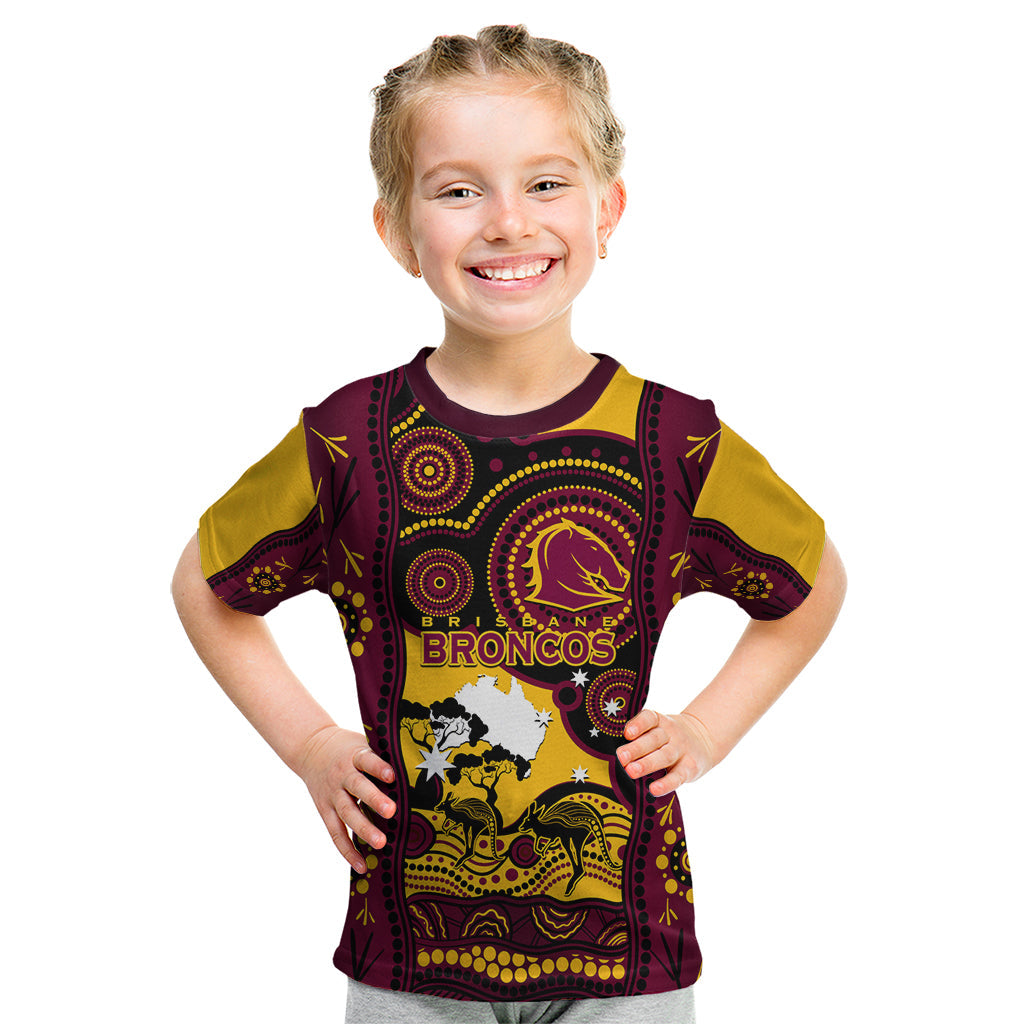 Custom Australia Day Brisbane Broncos Kid T Shirt NRL 2024 Australian Map Proud