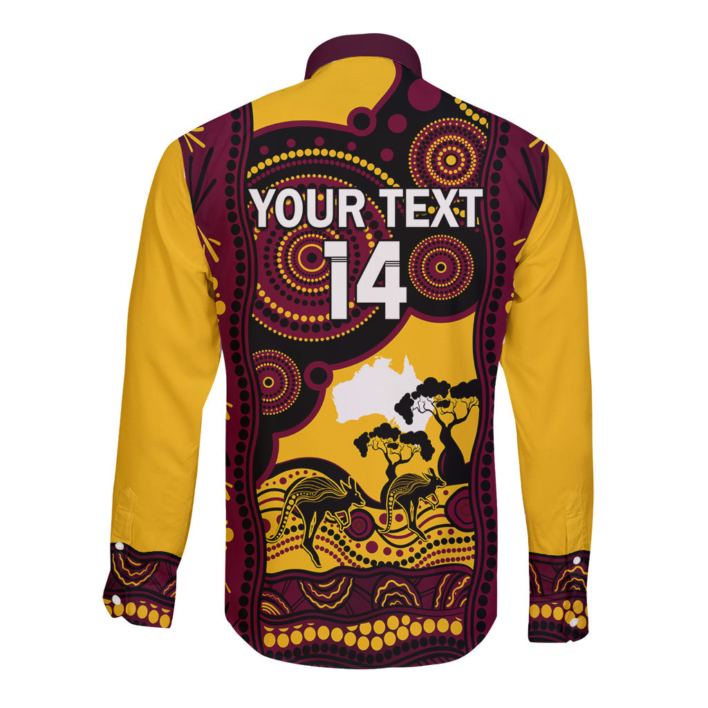 Custom Australia Day Brisbane Broncos Long Sleeve Button Shirt NRL 2024 Australian Map Proud