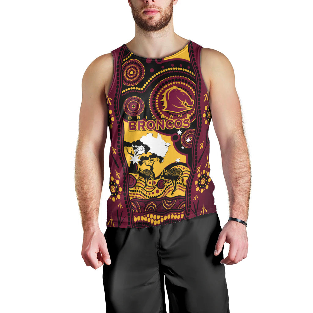 Custom Australia Day Brisbane Broncos Men Tank Top NRL 2024 Australian Map Proud