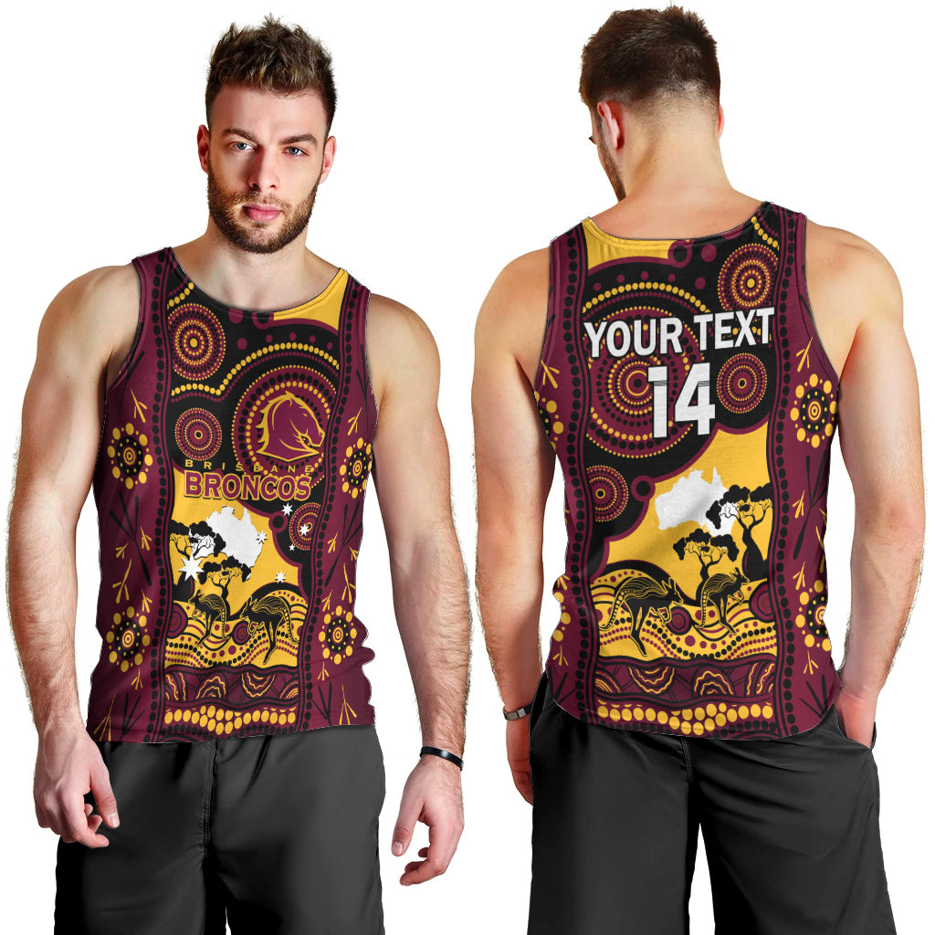 Custom Australia Day Brisbane Broncos Men Tank Top NRL 2024 Australian Map Proud