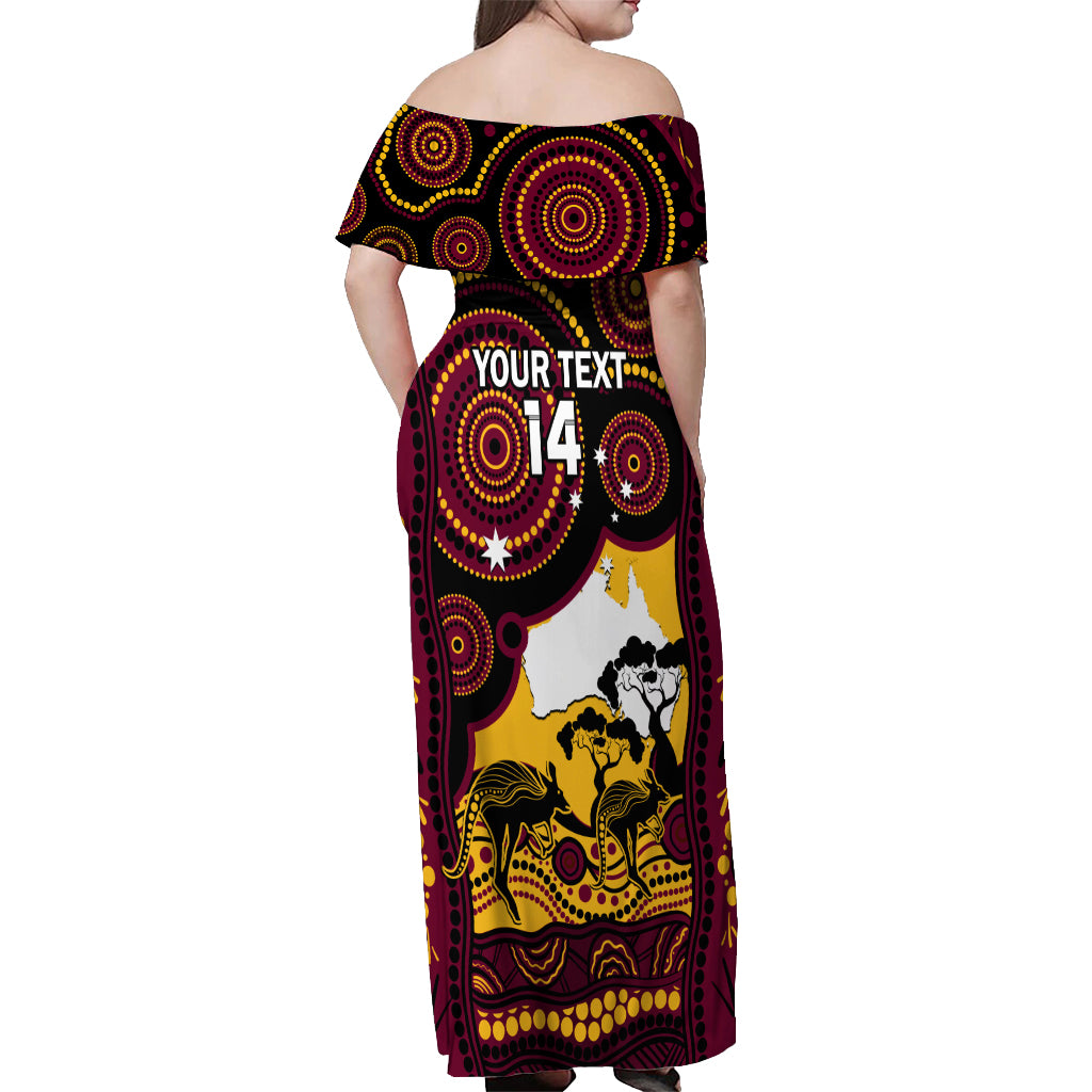 Custom Australia Day Brisbane Broncos Off Shoulder Maxi Dress NRL 2024 Australian Map Proud