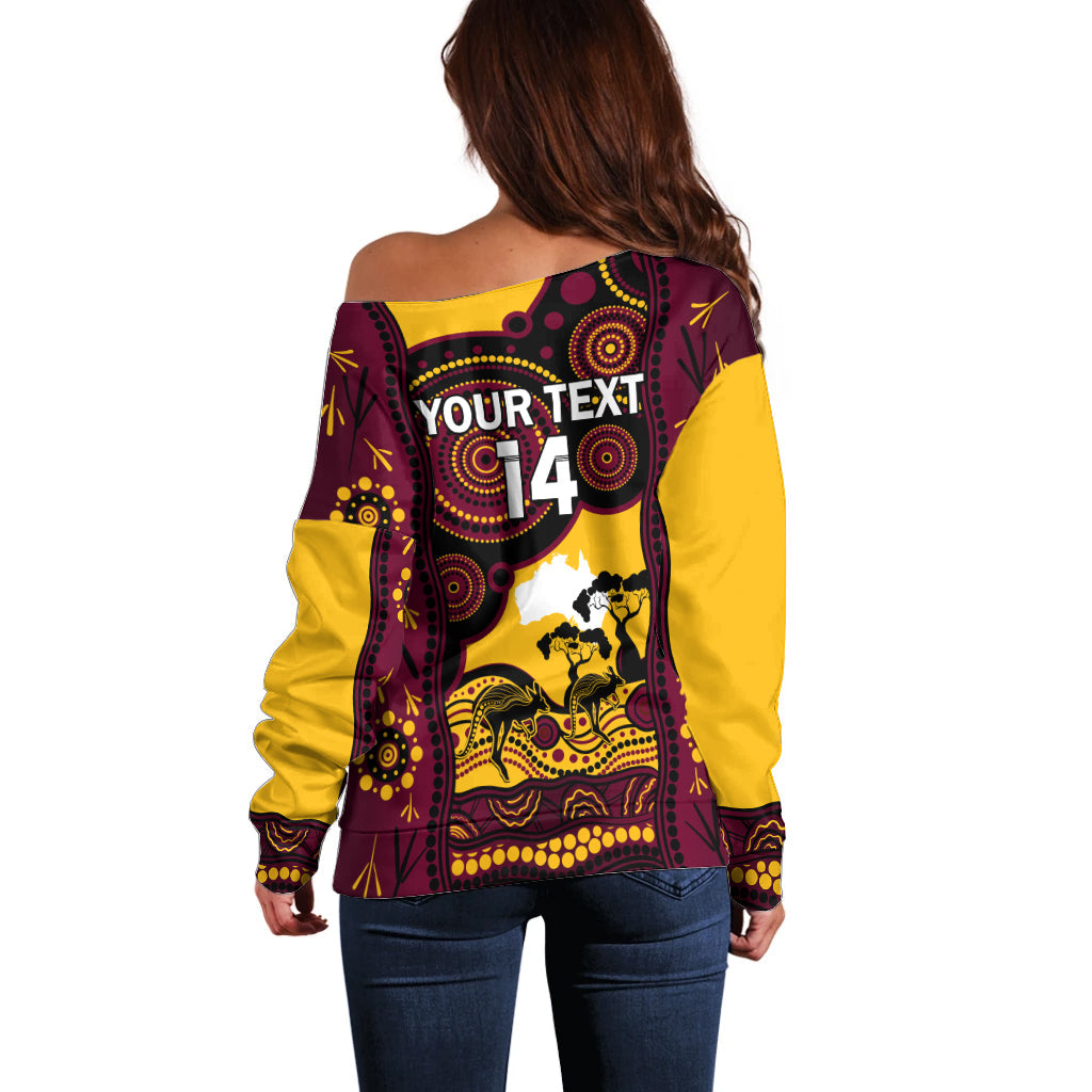 Custom Australia Day Brisbane Broncos Off Shoulder Sweater NRL 2024 Australian Map Proud