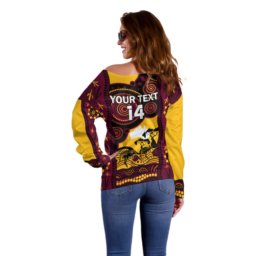 Custom Australia Day Brisbane Broncos Off Shoulder Sweater NRL 2024 Australian Map Proud