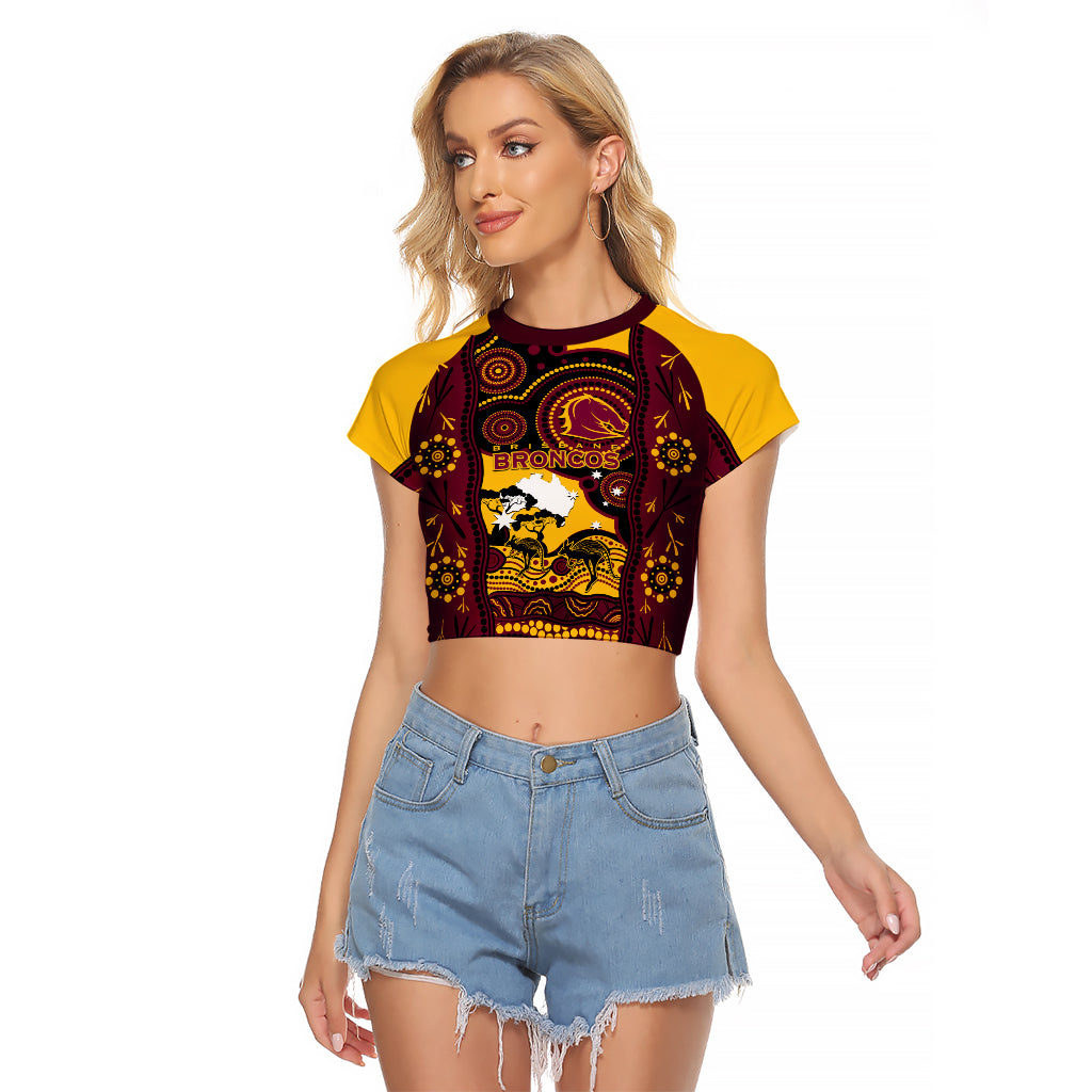 Custom Australia Day Brisbane Broncos Raglan Cropped T Shirt NRL 2024 Australian Map Proud