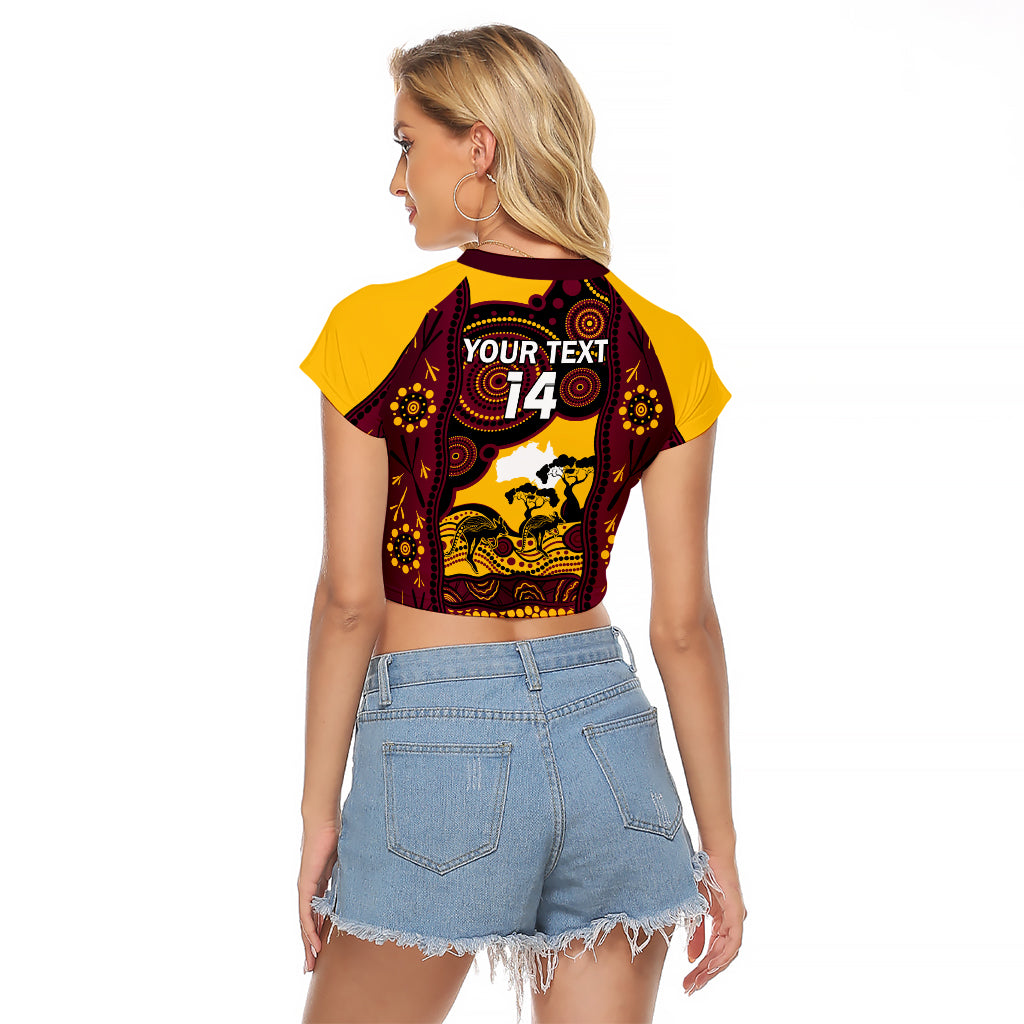 Custom Australia Day Brisbane Broncos Raglan Cropped T Shirt NRL 2024 Australian Map Proud