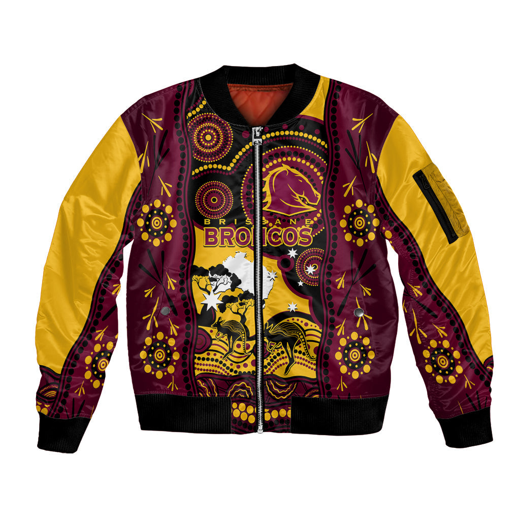 Custom Australia Day Brisbane Broncos Sleeve Zip Bomber Jacket NRL 2024 Australian Map Proud