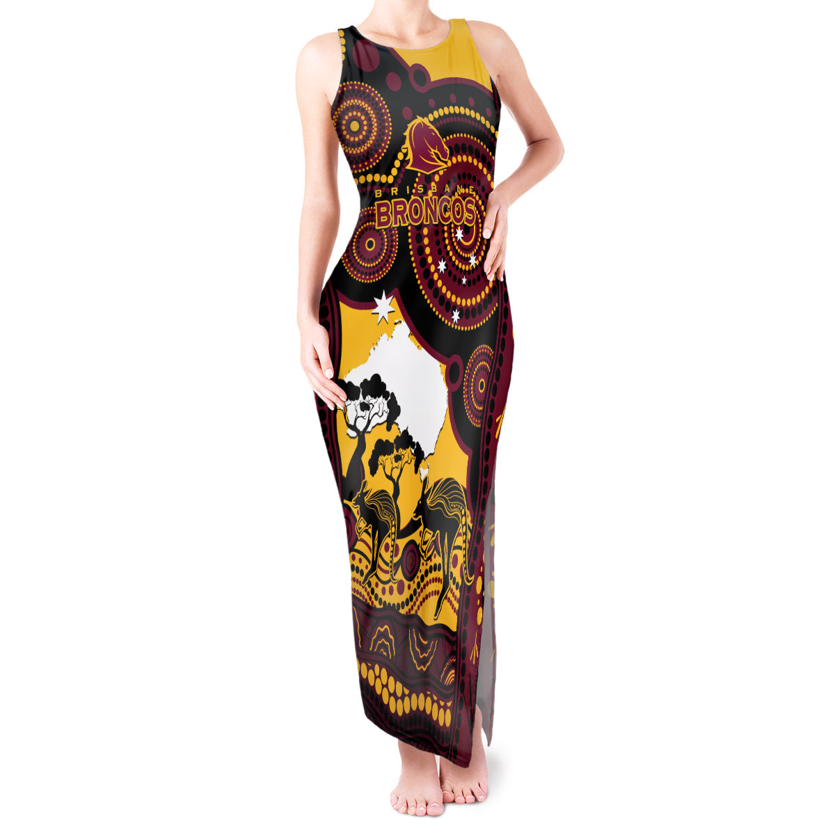 Custom Australia Day Brisbane Broncos Tank Maxi Dress NRL 2024 Australian Map Proud