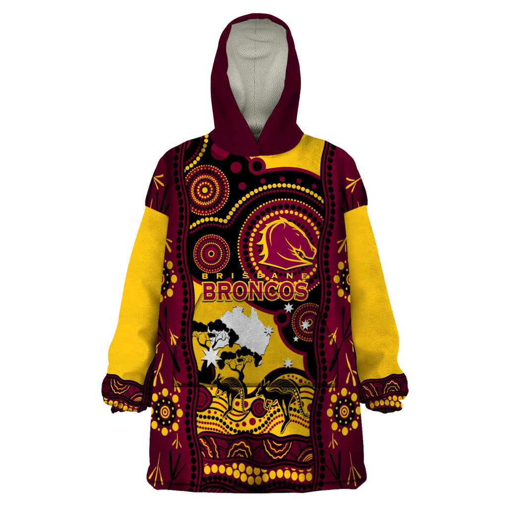 Custom Australia Day Brisbane Broncos Wearable Blanket Hoodie NRL 2024 Australian Map Proud