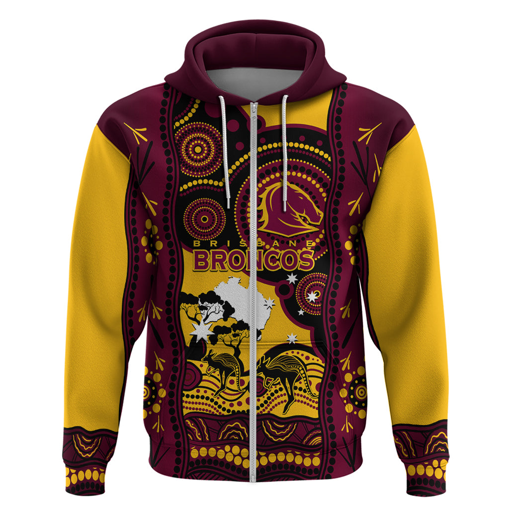 Custom Australia Day Brisbane Broncos Zip Hoodie NRL 2024 Australian Map Proud