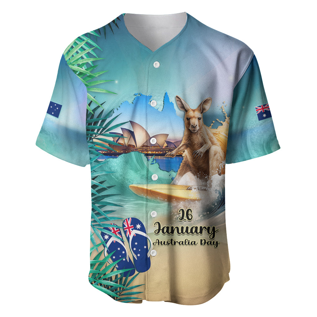 Australia Day 2024 Baseball Jersey Kangaroo Go Surfing Aussie Map Tropical Style - Vibe Hoodie Shop